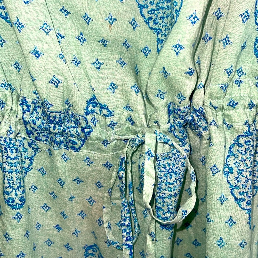 NWOT- LUCKY brand Blue Patterned Sleeveless Dress with drawstring waste. M - Picture 3 of 6